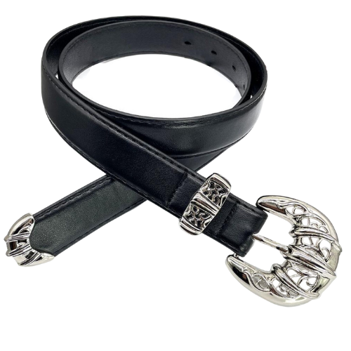 Chrome Silver Buckle Belt